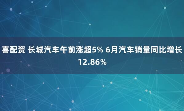 喜配资 长城汽车午前涨超5% 6月汽车销量同比增长12.86%